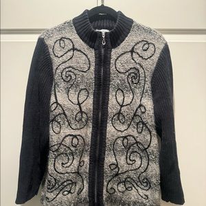 Vintage Breckenridge Gray & Black Full Zip Sweater